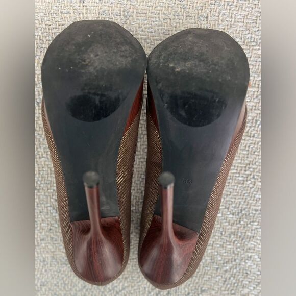 BEBE Brown Peep-Toe Platform Stiletto Heels Size 8 - Picture 10 of 10